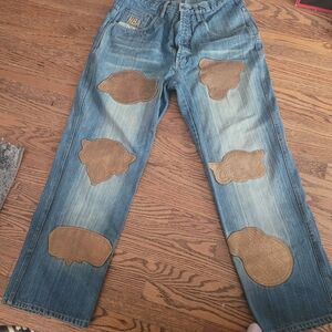 NBA Blue Jeans with Distinctive Brown Leather Patches of the Best Teams!